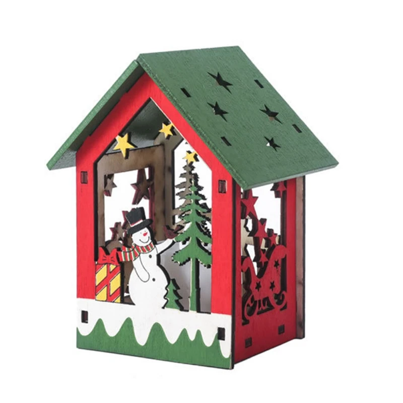 DIY светящийся Рождественский домик инновационный рождественский дом, заснеженный с светлым красочным деревянным домиком Новогодняя Рождественская елка Decora - Цвет: B