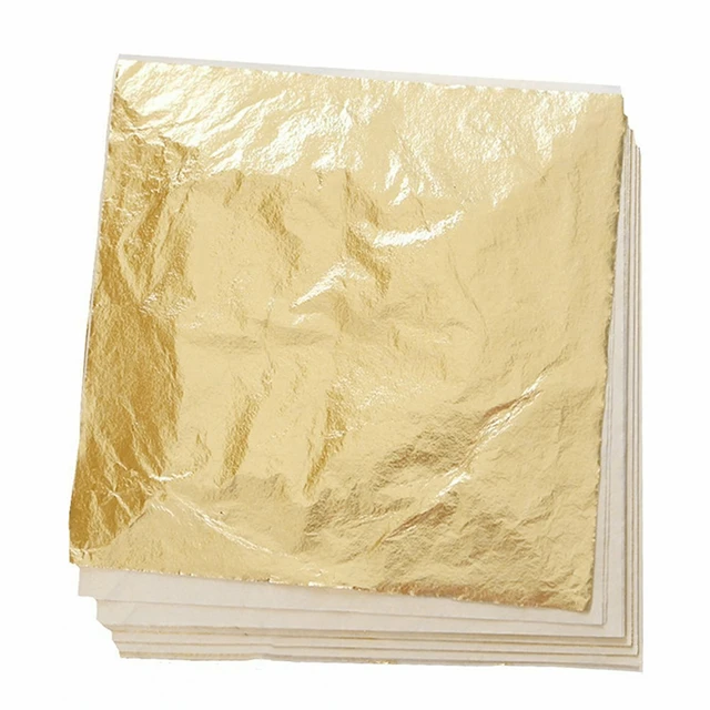 100 Sheets Composition Gold Leaf Kit For Arts Gilding Crafting Pure Leaves  16x16 cm