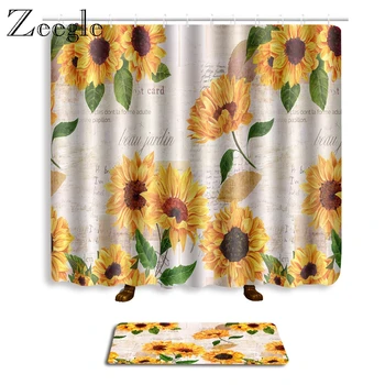 

Zeegle Waterproof Bathroom Curtain with Bath Mat Anti-slip Shower Mat Toilet Floor Rug Absorbent Toilet Pedestal Rug Foot Mat