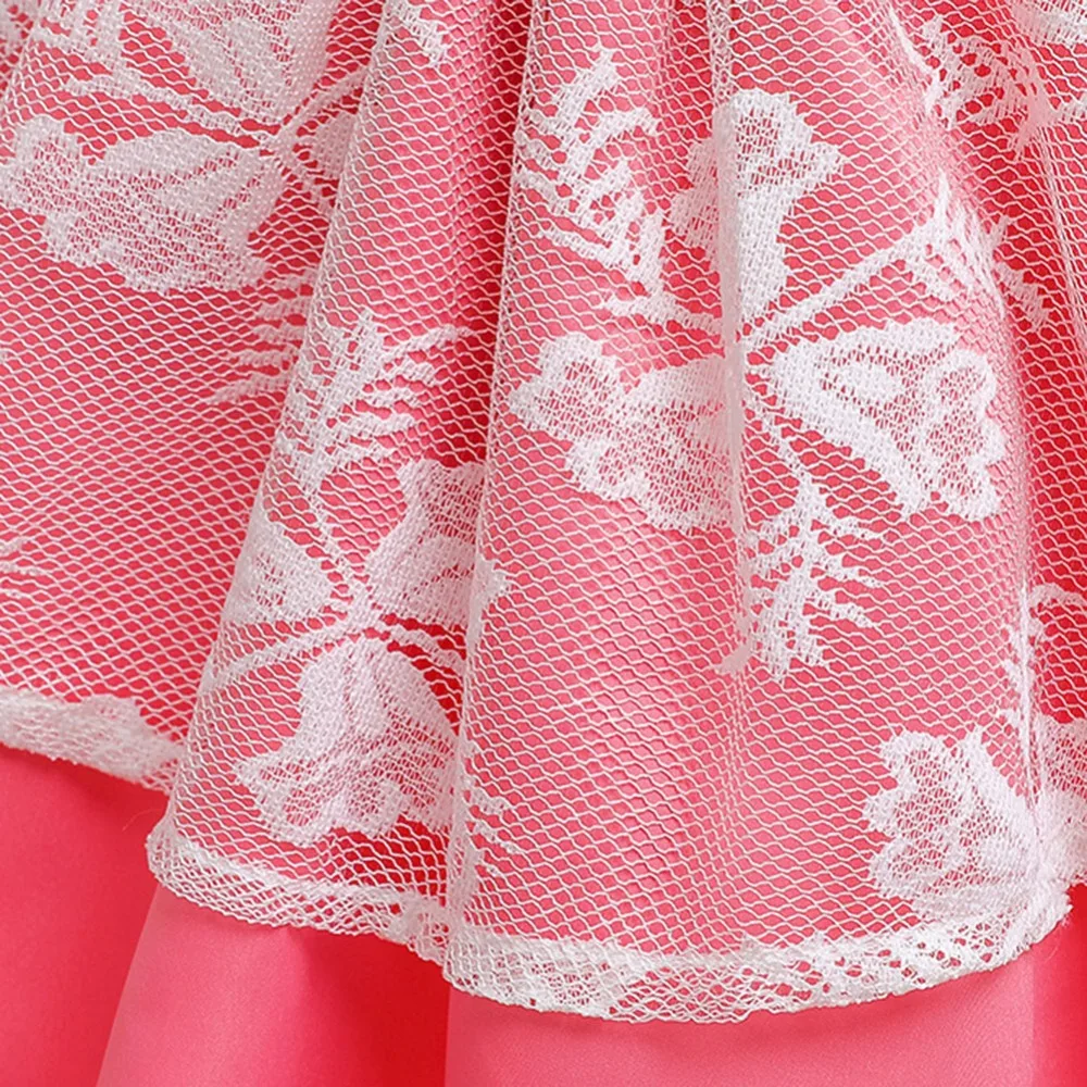 Одежда для маленьких девочек; Vestido; кружевное многослойное платье с оборками для девочек; платье-пачка для свадебной вечеринки; летние платья принцессы с открытой спиной для маленьких детей