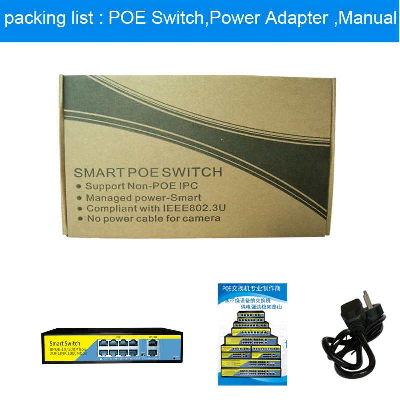 Uplinks para ap sem Fio Câmera de Vigilância de Rede 52v com 8-port Poe + 2 Terow Gigabit Ethernet Switch ou 0-250 Metros Poe 14 8-port poe + 2 uplinks para ap