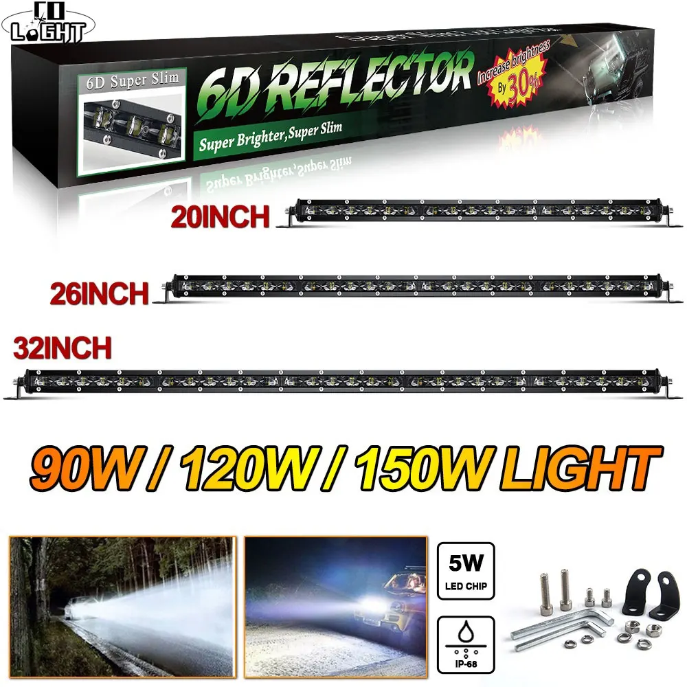 

CO LIGHT Slim Led Bar Offroad 32" Single Row 180W Flood Spot Beam Work Light Bar for ATV Led Lada Niva Truck Car Styling 12V 24V