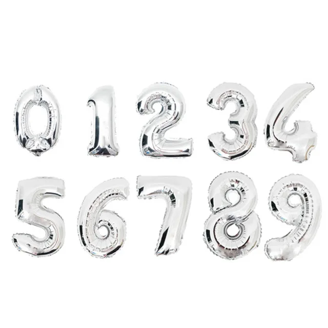 thumbnail image 1 of Globos digitales con números de papel de aluminio dorado y plateado de 16, 32 y 40 pulgadas, para cumpleaños, bodas, fiestas, suministros para baby shower, 1 of 5