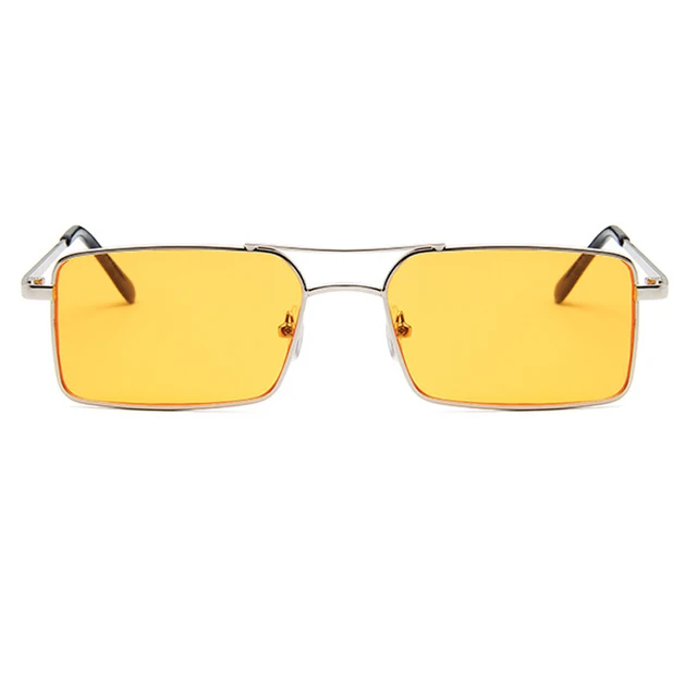 OEC CPO Vintage Square Metal Steampunk Sunglass Women Brand Designer Metal Punk Sun Glasses Driving Men Oculos De Sol O156 C2 Gold-Ornge