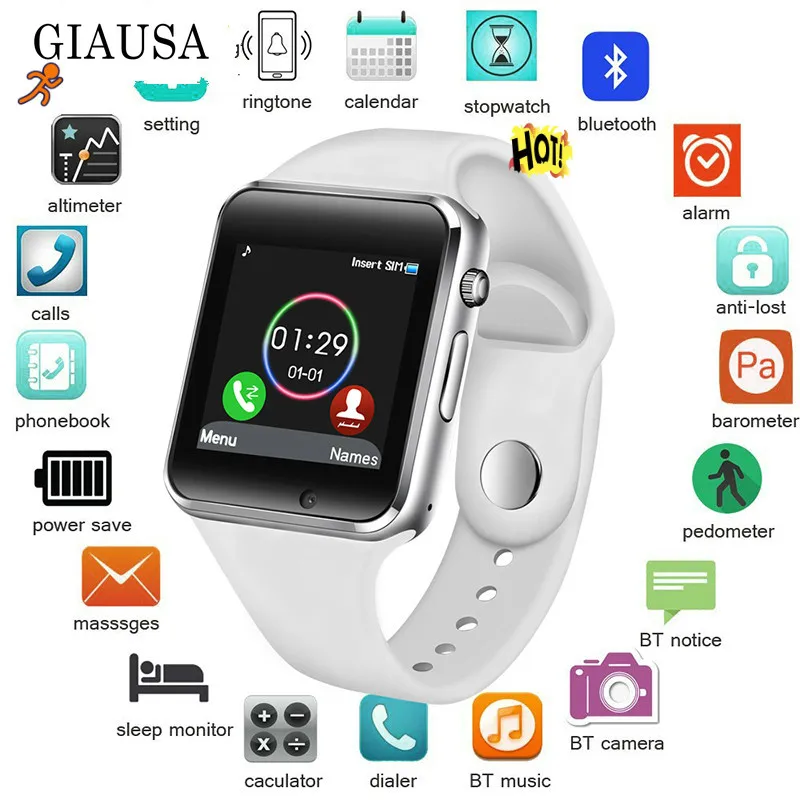 

Free Shipping 2019 WristWatch Bluetooth Smart Watch Sport Fashion with SIM Camera Smartwatch for Android Smartphone Russia T50