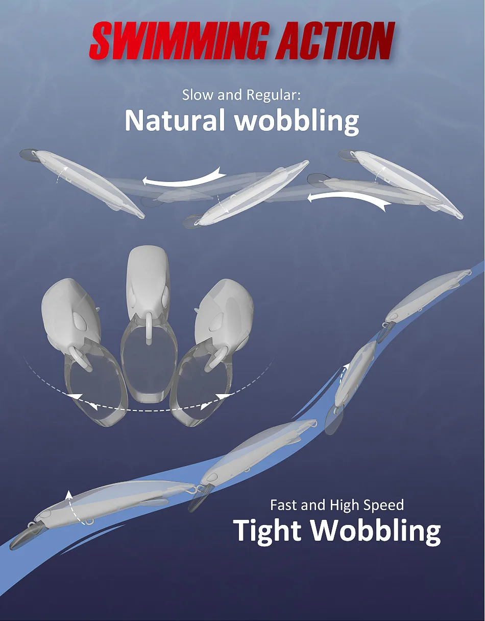 Noeby Heavy Sinking Minnow Angelköder 90 mm 46 g 110 mm 60 g Long Casting Trolling Wobbler Kunstköder Salzwasser-Angelköder – Detail 8