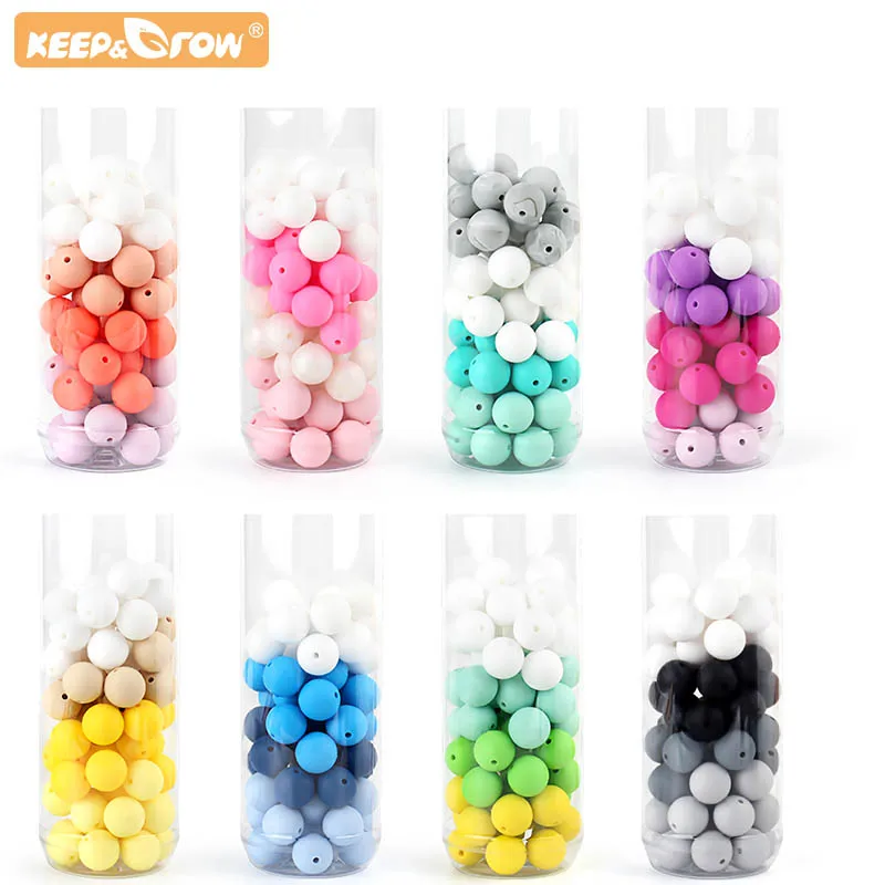 20Pcs 15MM Baby Round silicone Beads DIY Colorful Teething Pacifier Chain Bracelet BPA Free Silicone Beads Newborn Care Toys