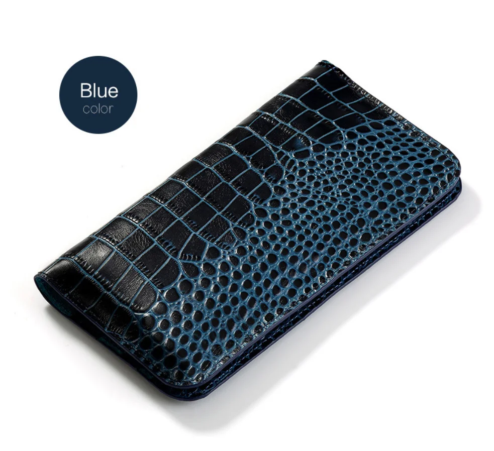 Натуральная кожа Crocodilo анти-осень мягкая оболочка Telefone móvel чехол для iPhone 8 6 6S 6plus 7 7 8 plus x xs max 11 Pro Max чехол - Цвет: Темно-синий