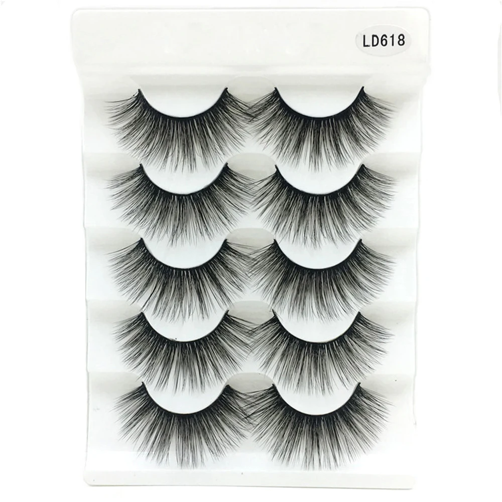14 5 Pairs Soft 3D Mink Hair False Eyelashes Wispy Multilayers Cross Long Lashes Handmade Natural Thick Eye Makeup Extension Tools - Цвет: 14