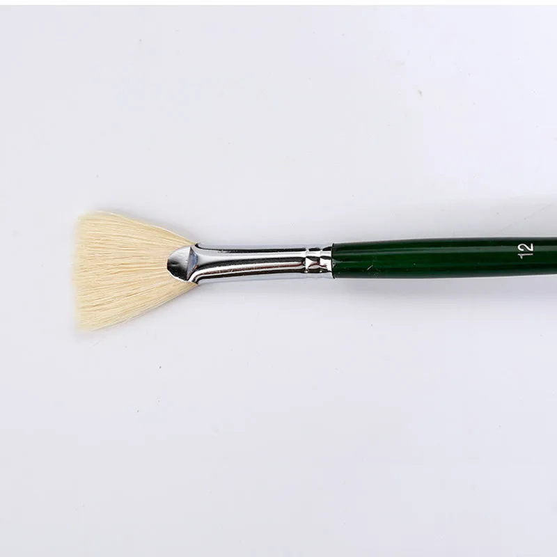 1pc Fine Hand Pig Mane Fan Shape Painting Pen Artist Oil Painting Brushes Art for Supplies Paint Brush