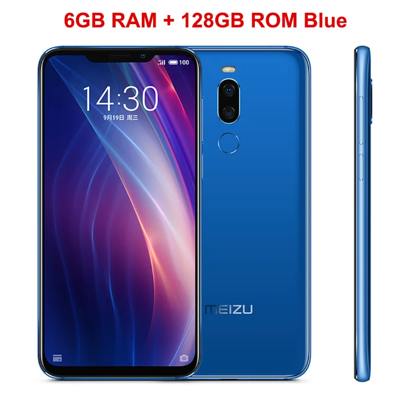 Blue 6GB 128GB Meizu X8, 4G ram, 64G rom, 4G LTE, мобильный телефон Snapdragon 710, четыре ядра, экран 6,15 дюйма, две камеры, сканер отпечатков пальцев, смартфон - Цвет: Blue 6GB 128GB