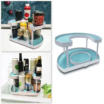 

Household Kitchen Convenient Turntable Spice Rack Double-layer Rotatable Seasoning Organizer Holder for Kitchen Bathroom