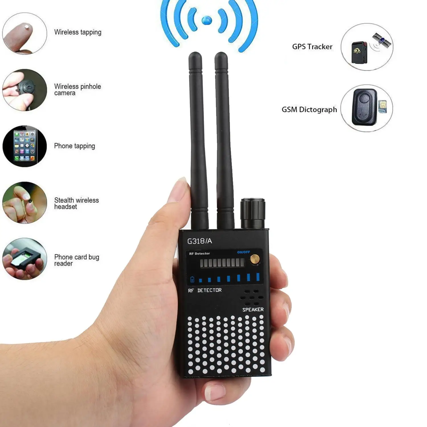 Anti-Spy Wireless RF Signal Automatic Detector GPS Tracker Frequency Scan Camera Detect WiFi GSM Audio Bug Finder Device Scanner hidden camera detector infrared camera detector camera detector signal detector