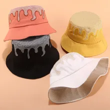 Patchwork Ice Cream Bucket Hat Cap Cotton Summer Women Hat Wide Brim Fishing Sun Hat Outdoor Vacation Beach Panama Bob Bonnet