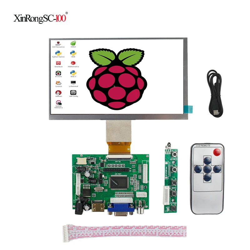 

7 inch IPS 1024*600 Screen Display LCD Monitor with Remote Driver Control Board 2AV HDMI VGA for Raspberry Pi Banana Orange Pi