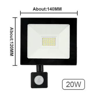 Motion Sensor 20W 10 Вт 20 Вт 30 Вт 50 Вт 100 Вт индукционный Светодиодный прожектор с регулируемым PIR датчиком SMD 2835 прожектор Наружное освещение для уличного квадрата - Испускаемый цвет: Motion Sensor 20W