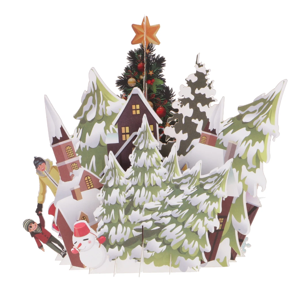  Christmas 3D Pop Up Greeting Card Wedding Birthday Christmas Tree Postcard Invitation Card - 4000398819702