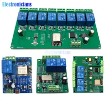 ESP8266 WIFI inalámbrico módulo de relé 1/2/4/8 canal ESP-12F Placa de desarrollo Wifi AC/DC 5V/7-28V/5-80V de suministro de energía para Arduino