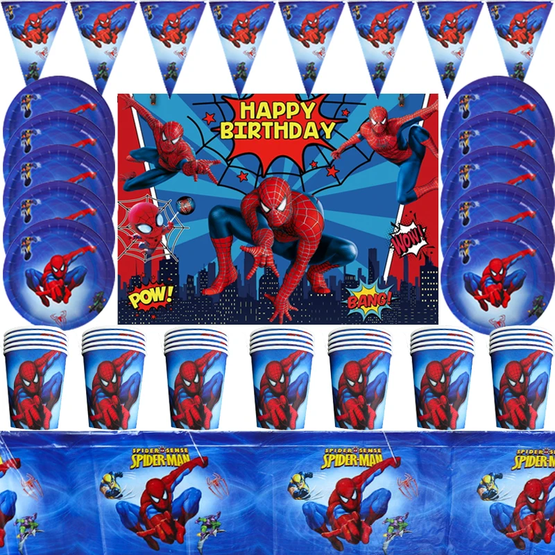 Spiderman Birthday Party Boys Decor Supplier Kids Favor Tableware Plates Plates 