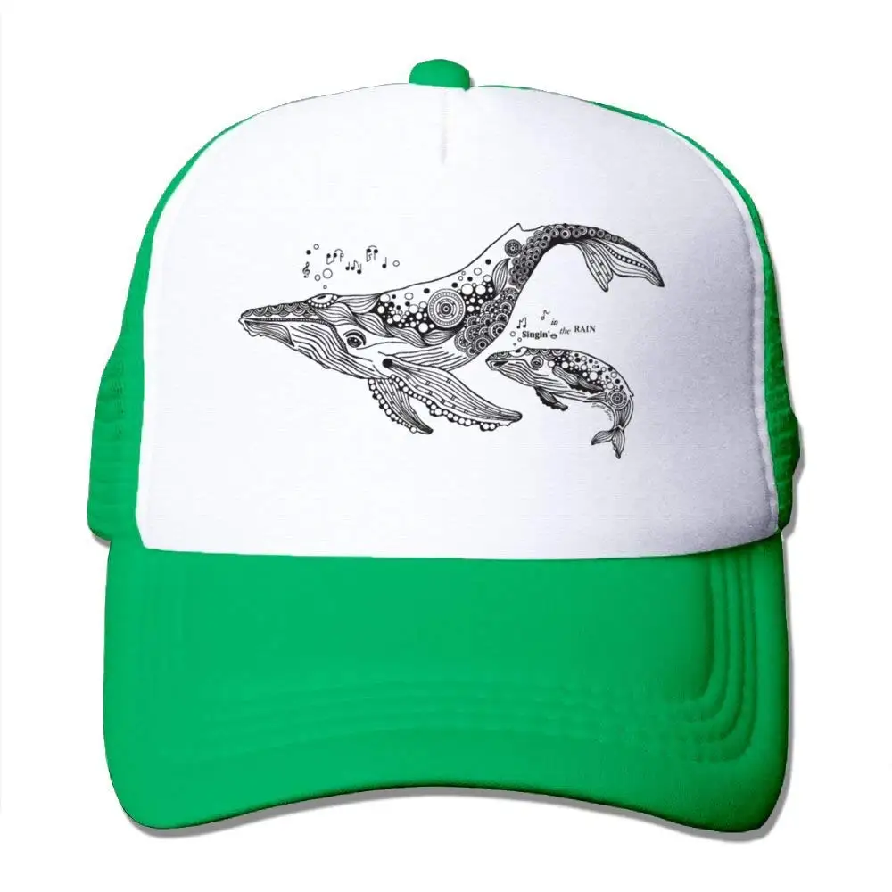 Сетчатые бейсболки унисекс, регулируемые кепки В Стиле Дальнобойщика, забавный рисунок Кита, KellyGreen, один размер