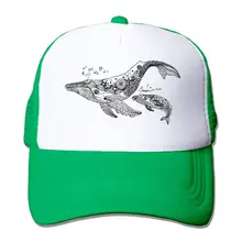 Сетчатые бейсболки унисекс, регулируемые кепки В Стиле Дальнобойщика, забавный рисунок Кита, KellyGreen, один размер