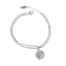 Чистое серебро S925 серебряная круглая буква G Подвеска звено цепи браслет Стерлинговое Серебро 925 пробы(YRT