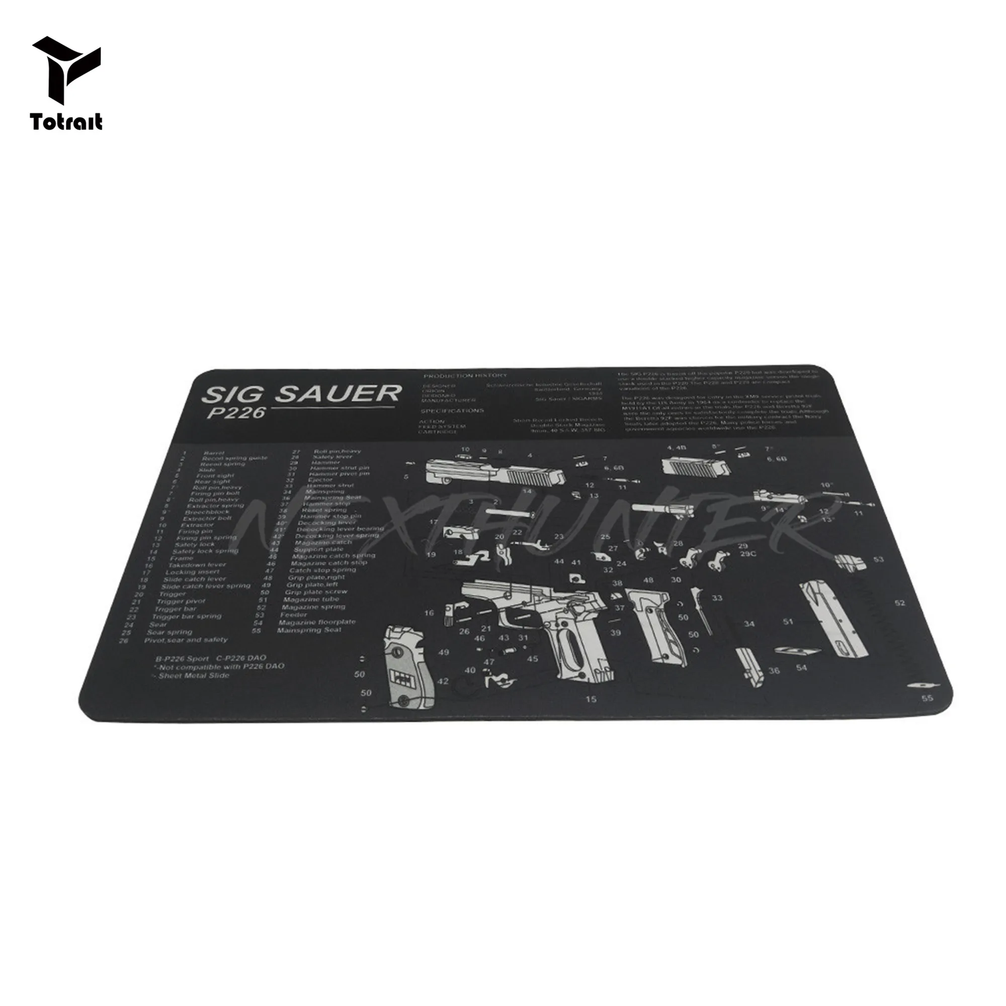 

TOtrait SIG P266 Pistol Rubber Mat with Parts Diagram and Instructions Armorers Bench Mat Mouse Pad