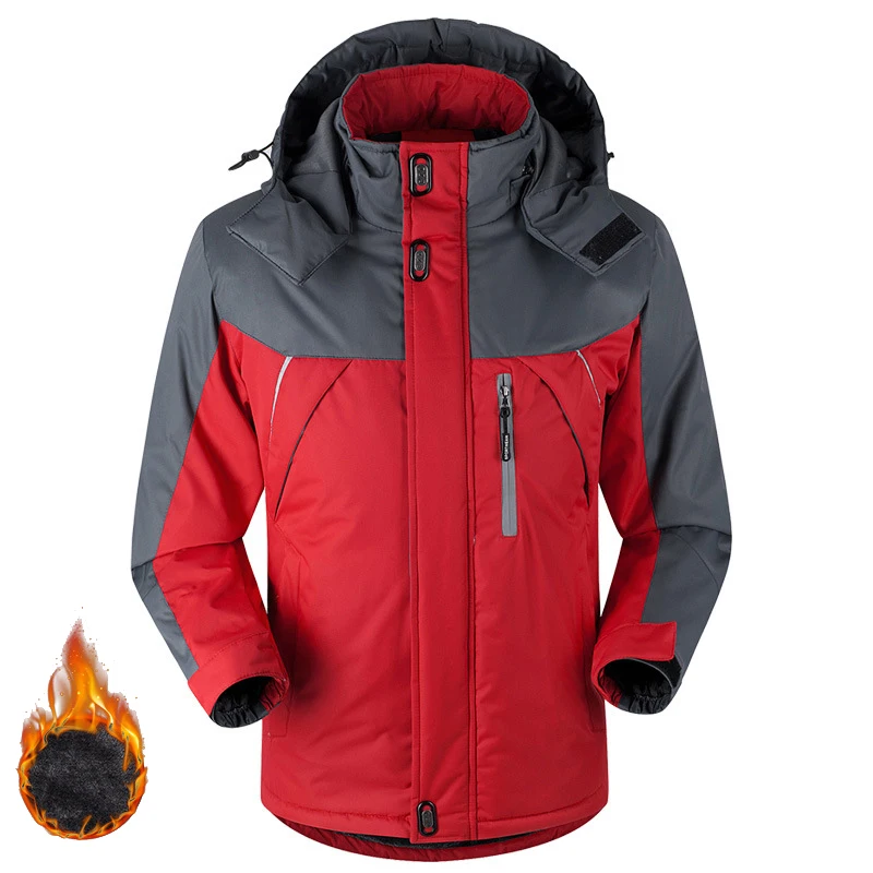 Большие размеры 5XL зимние мужские утепленные пуховики уличная ветрозащитная Водонепроницаемая мужская куртка с капюшоном флисовая бархатная теплая верхняя одежда пальто