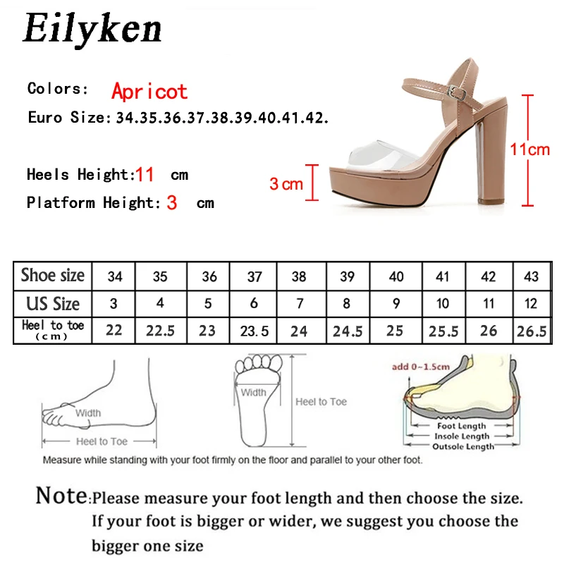 Eilyken/абрикосовые прозрачные женские босоножки из ПВХ с открытым носком на