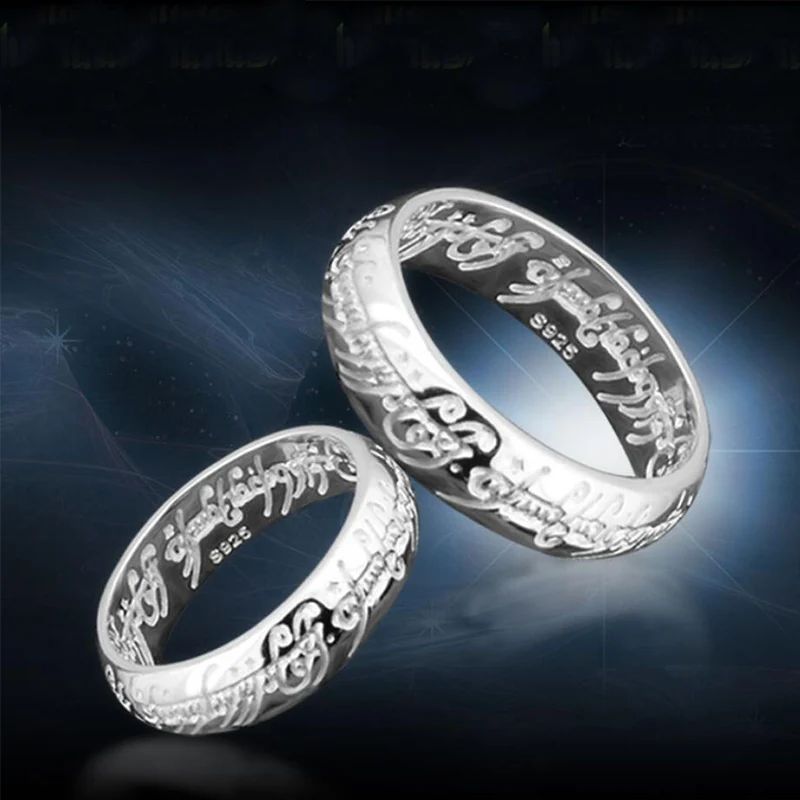 LOTR Ring 925 Sterling Silver Letters Ring Band No Chain For Men