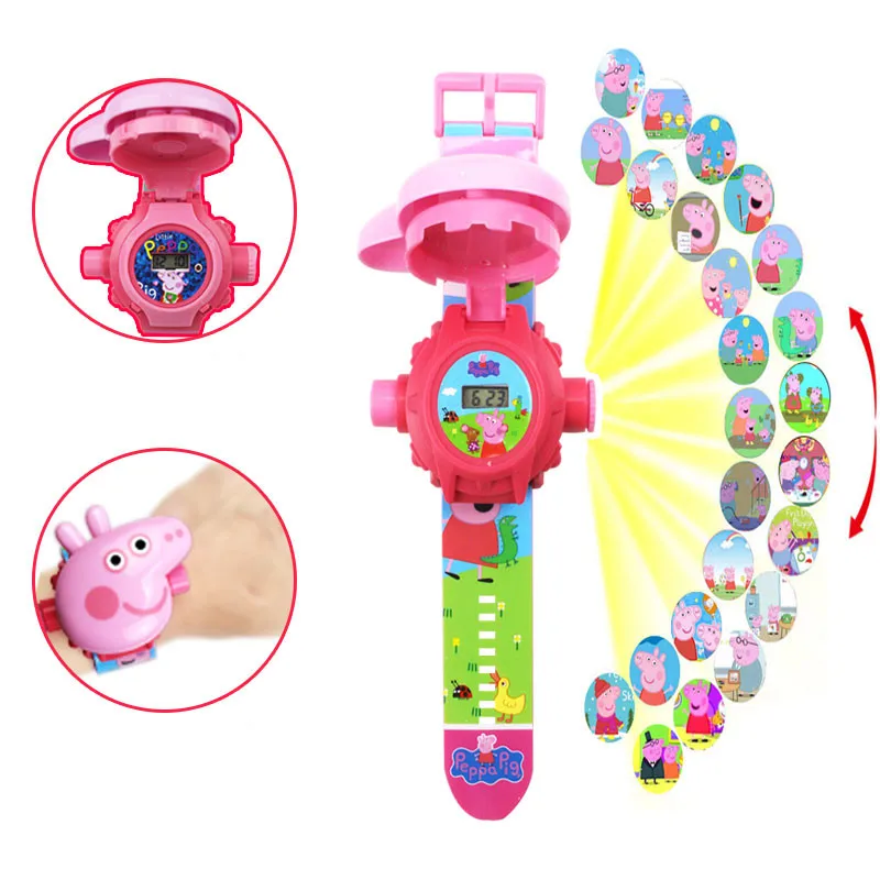 Проекционные часы Peppa pig, фигурка Свинки Пеппы на день рождения, аниме, фигурка Свинки Пеппы, patrulla canina, игрушка в подарок