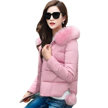 

Hooded With Fur Collar Winter Jacket Women Outwear For Women Short Female Coat Parka Padded Jaqueta Feminina Inverno