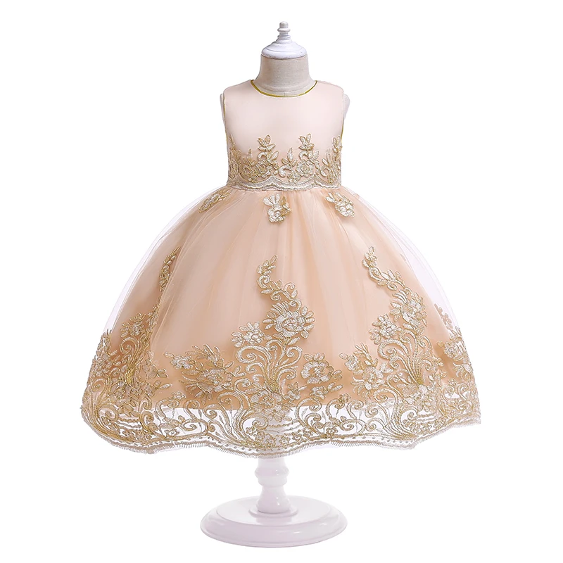 Halloween Girl Princess Party Dress Children’s Summer Customes Clothing Baby Child Wedding Ball Gown Dresses For 3-8Y Kids - Цвет: Champagne