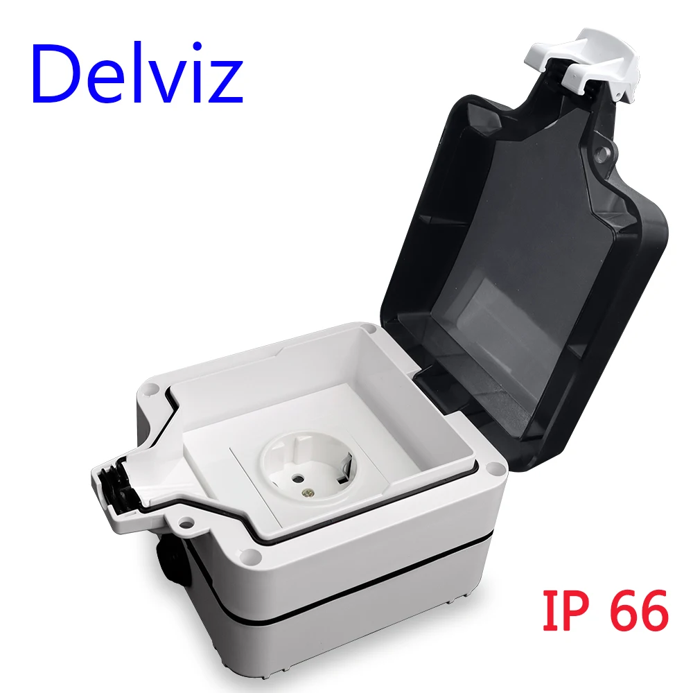 Водонепроницаемая Пылезащитная коробка Delviz IP66 с евророзеткой 16 А внешняя