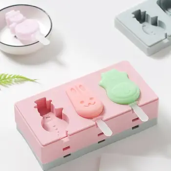 

Handmade DIY Ice Cream Mould Silicone Homemade Popsicle Mould with Cover Cute Siamese Ice Cream Mould Reusable Mould