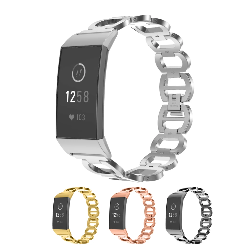 Новые браслеты для Fitbit Charge 3 металлический ремешок из нержавеющей стали круглый