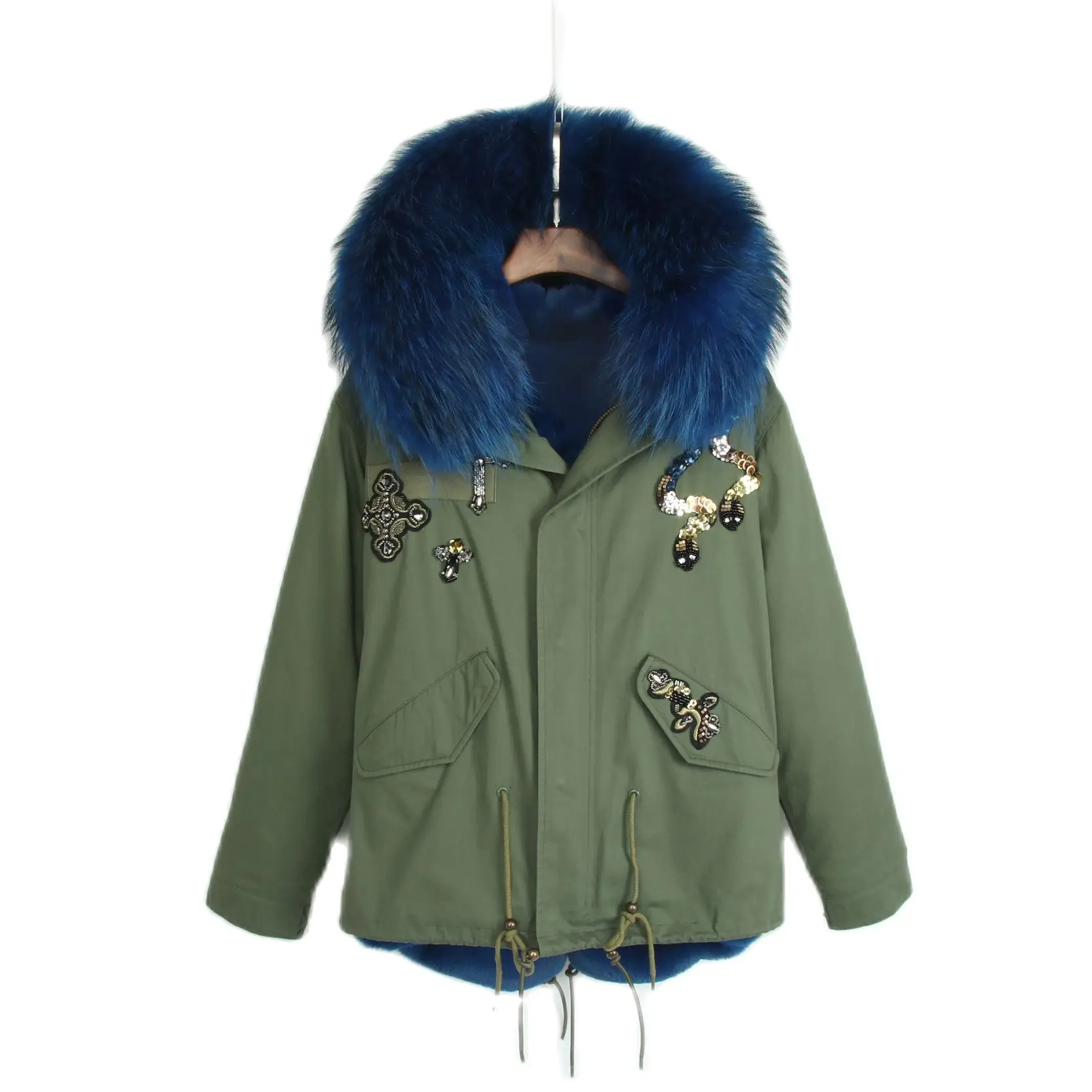 New Style Army Green Parka Women Short Coat With Faux Fur Lining Fur Collar  Trimming Winter Ladies Jacket - Fur u0026 Faux Fur - AliExpress