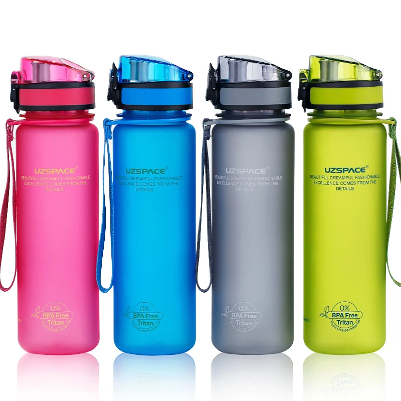 UZSPACE Bouteilles d'eau 500/1000ML Shaker étanche Sport de plein air Direct boire ma bouteille Tritan gourde plastique écologique Drinkware sans BPA