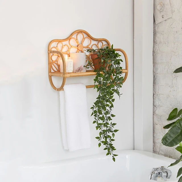 Flower-shaped decor Rattan wall shelf  for bathroom 3