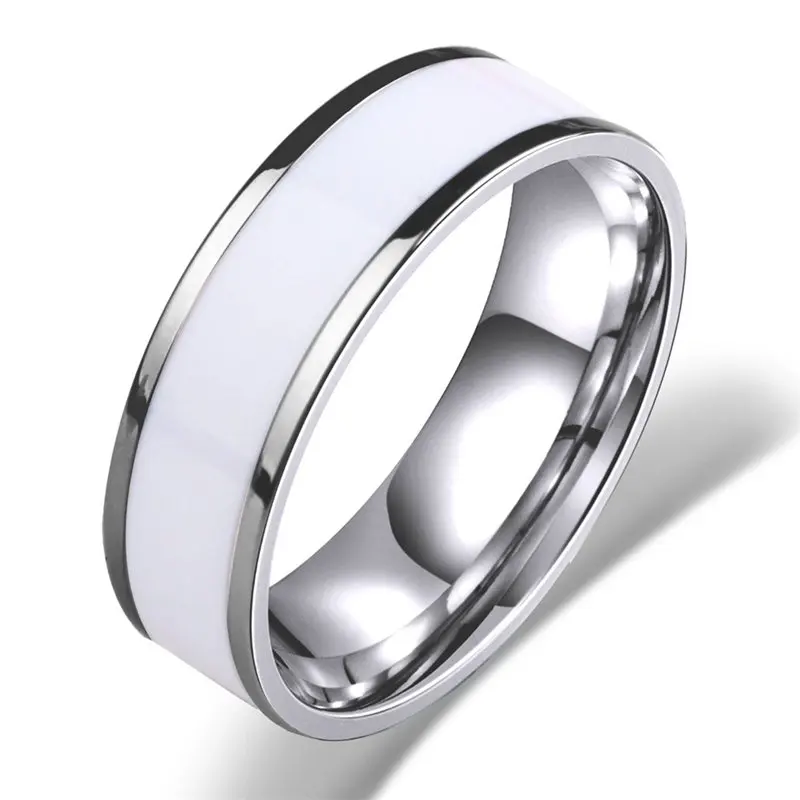 Couples Rings Stainless Steel Ceramic Finger Ring Valentine Gift
