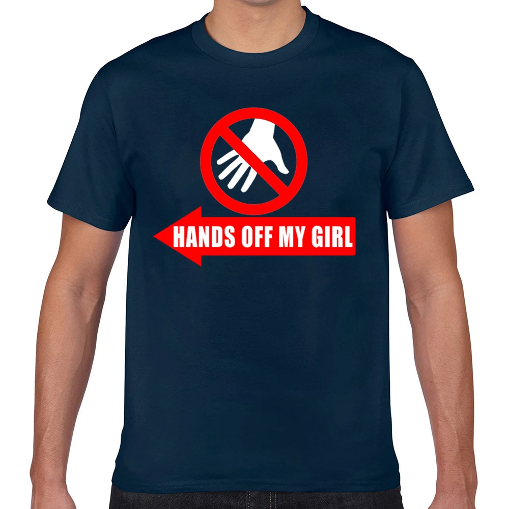 Мужская футболка с надписью hands off my girl Humor белая хлопковая на День святого