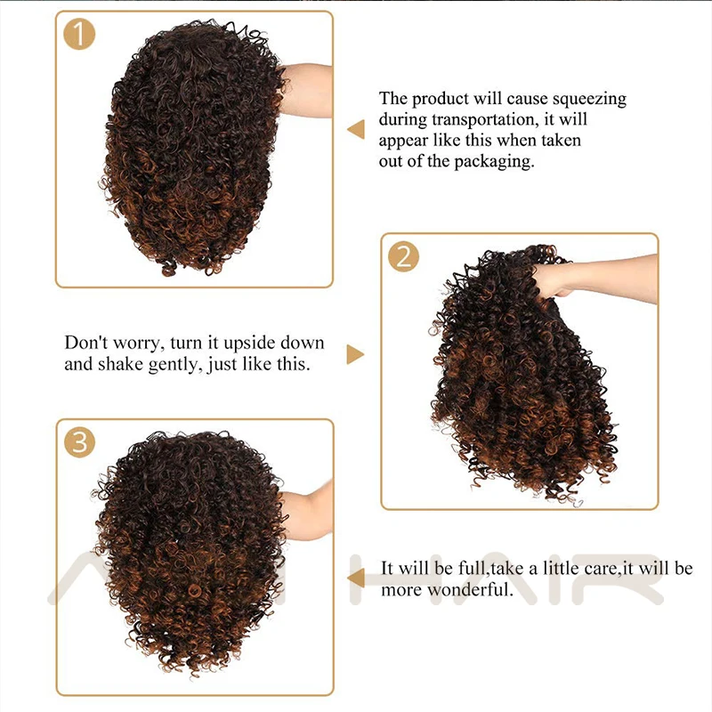 AISI HAIR афро кудрявый парик смешанные коричневые и Омбре блонд синтетический