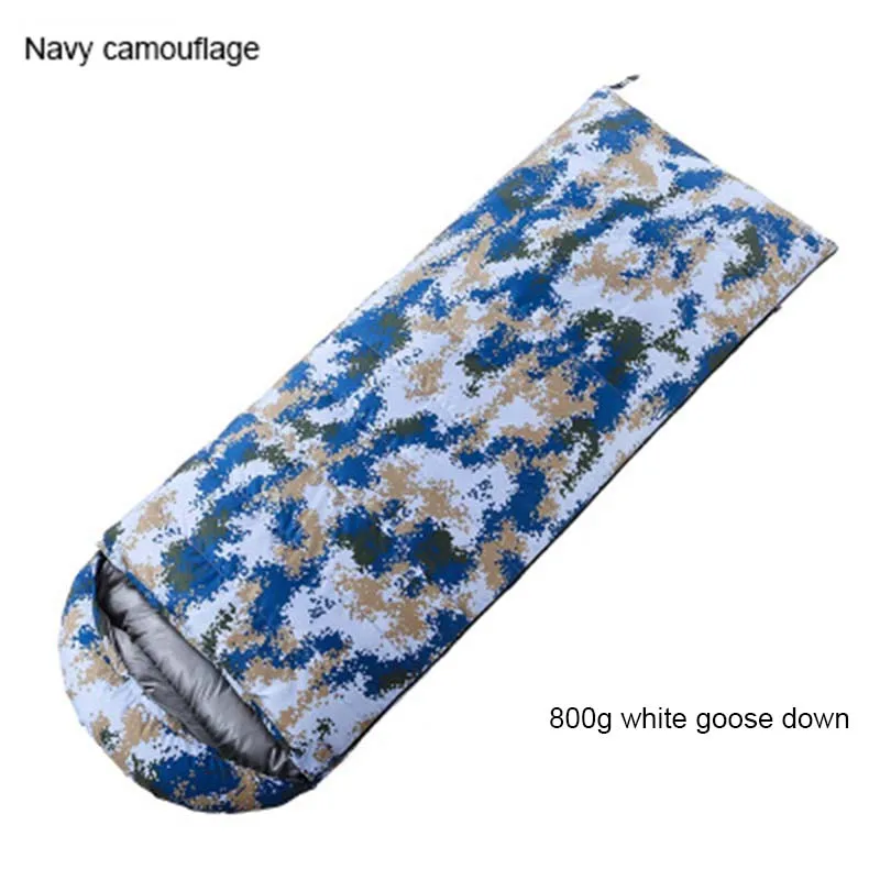 Navy 800g Fill Уличная спальная Сумка для кемпинга утолщенная ультра-легкая камуфляжная пуховая спальный мешок с гусиным пухом двойной спальный мешок - Цвет: Navy 800g Fill