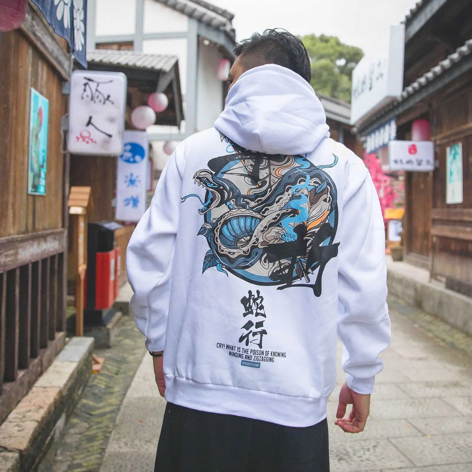 Модные мужские крутые толстовки в стиле хип-хоп, японские свитшоты, Повседневная Уличная одежда для мужчин и женщин, Свободный пуловер Harajuku Devil, худи, мужские SA-8 - Цвет: White-I