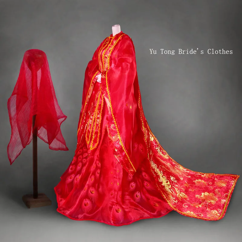 yutongxinniang Bybrana 60 cm doll dress custom BJD costume snow princess wedding dress red and blue colors - Цвет: yutongxinniang
