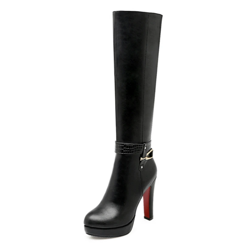 Women's High Boots Winter Platform Heeled High Knee Boot Female Fashion Buckle Zipper Long Tall Shoes Ladies Women Knee Boots