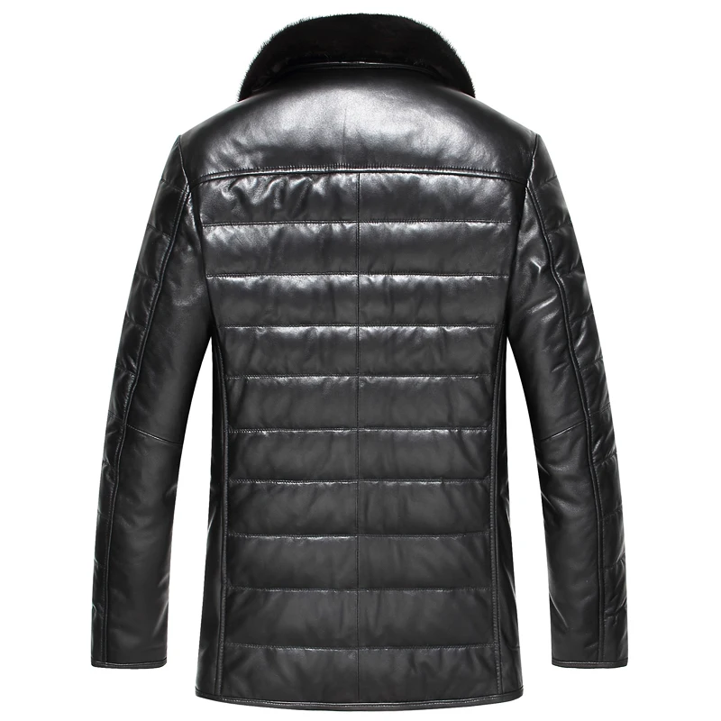 

Genuine Leather Jacket Men Thick Duck Down Jacket Men Real Mink Fur Collar Coat Mens Sheepskin Leather Jackets1302 MY728