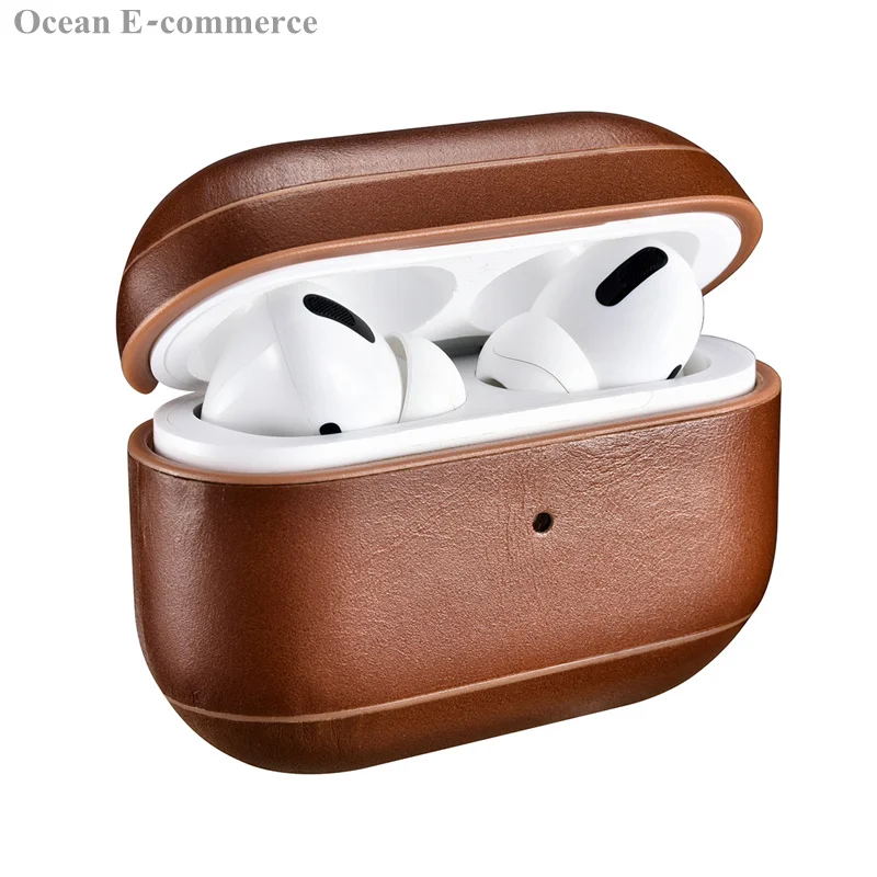 Чехол из натуральной кожи и жесткого пластика для AirPods Pro роскошный защитный