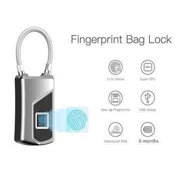

New Arrivals Portable Waterproof Bluetooth Door Smart Lock Fingerprint Long Standby USB Rechargeable Padlock for Indoor Outdoor