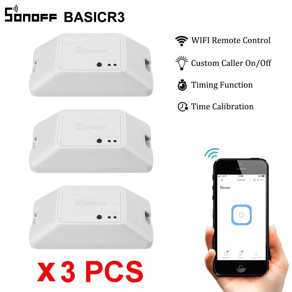 Дешевые 3 шт. SONOFF BASICR3 Wifi умный переключатель DIY модуль 10A беспроводной пульт